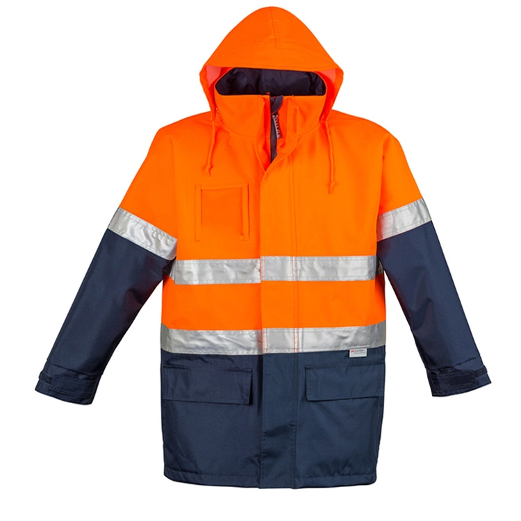 Outdoor Waterproof Reflective Safety Adjustable Hoodie Raincoat Hi Vis Safety Workwear Jacket