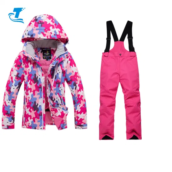 Costumes pour femmes et filles de couleur rose, vêtements d'hiver imperméables, vestes et pantalons de Ski
